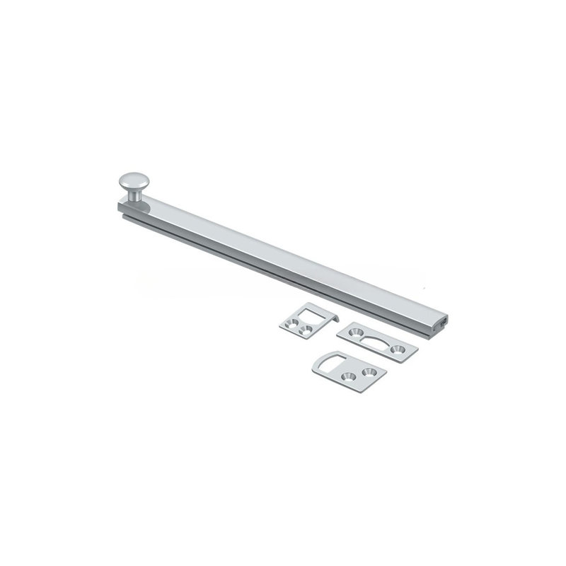 Brass Latch/Catch/Bolt, 1.9375" H x 8" W x 1.5625" D, Polished Chrome