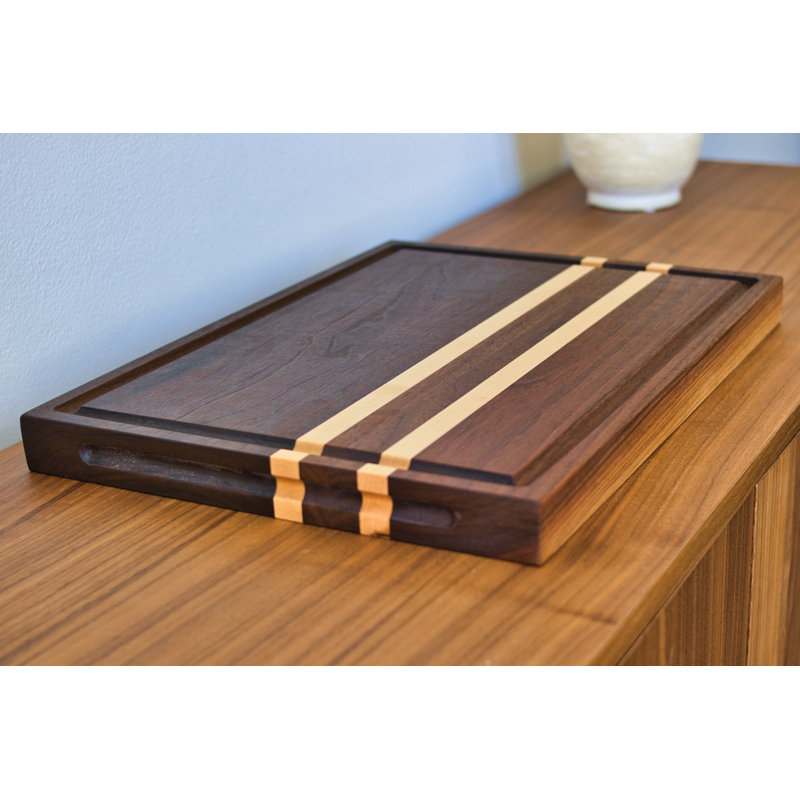 Solid Walnut Block With Maple Stripes Cutting Board