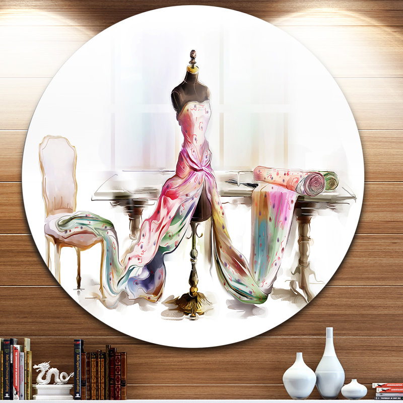 « encollé table mannequin' », peinture rose/blanc, H 38 po x l 38 po x P 1 po, Métal