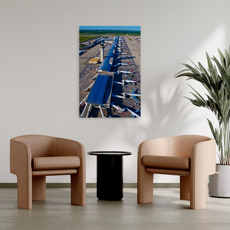 Aerial view of Detroit Metro Airport Michigan USA 1 Piece Wrapped Canvas Wall Art, 91.44cm H x 60.96cm W