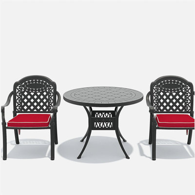 Ensemble de 5 meubles de patio en fonte d'aluminium avec cadre noir et coussins de siège bruns (même sku: W1710S00068)