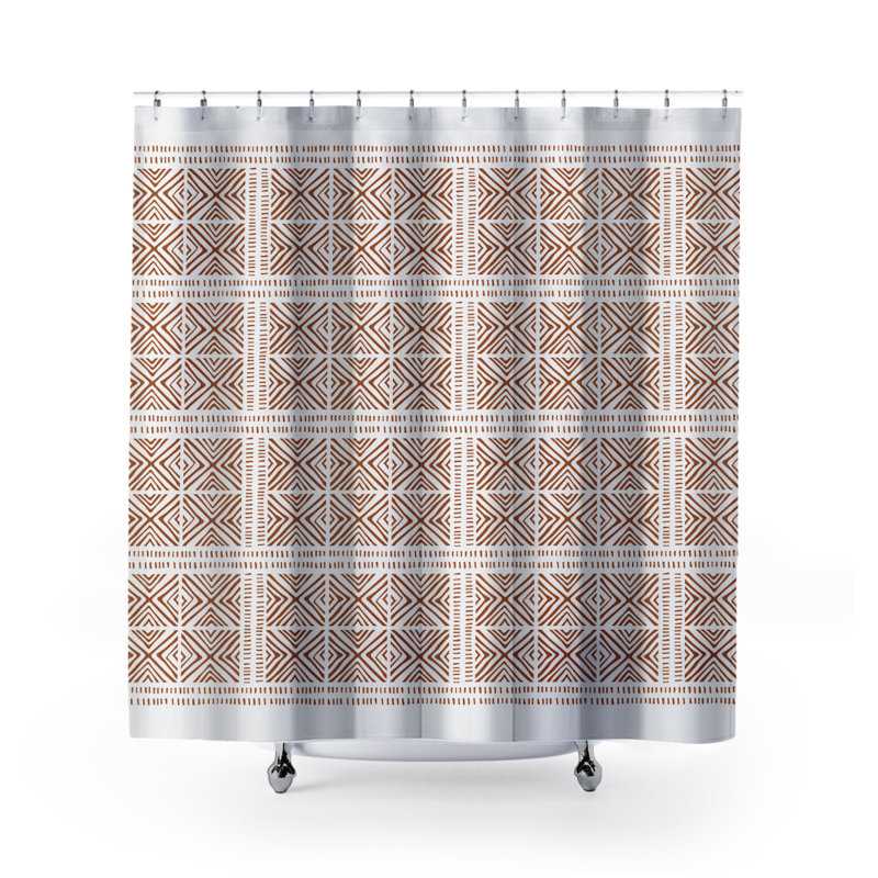 Thora Tribal Shower Curtain, ThoraTribal Burnt Orange