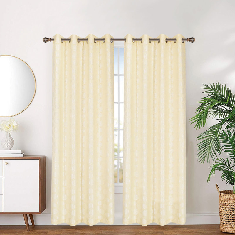 Ahana Room Darkening Curtain Single Panel, Beige