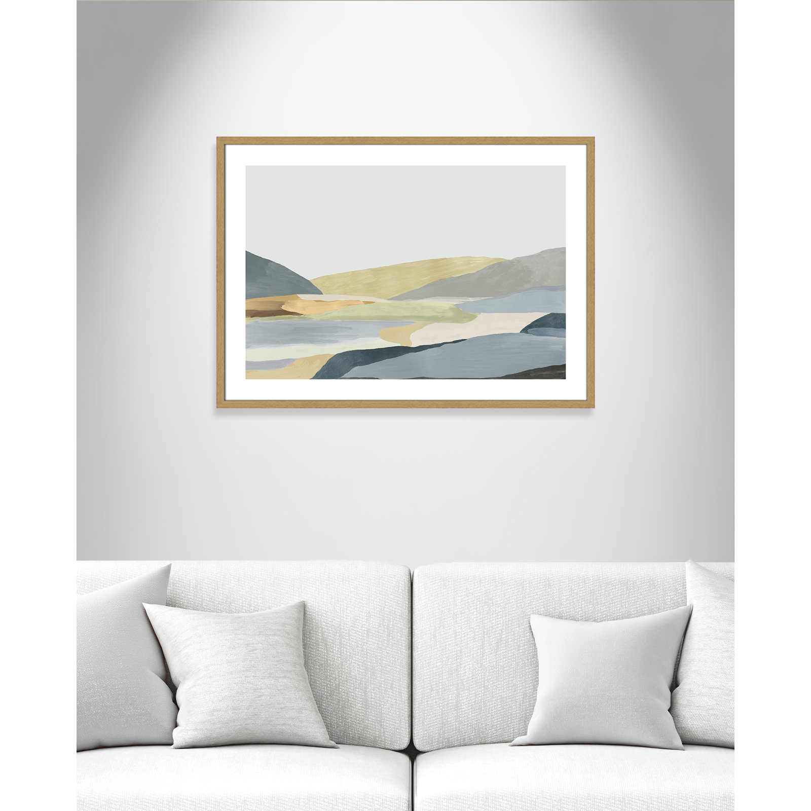 Blair "Warm Hills II" Painting, 25.5" H x 35.5" W x 0.75" D, Beige Framed Paper