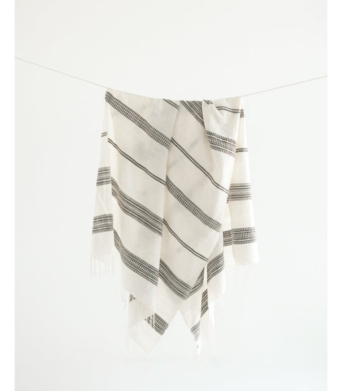 Aden Cotton Bath Towel, Gray/White