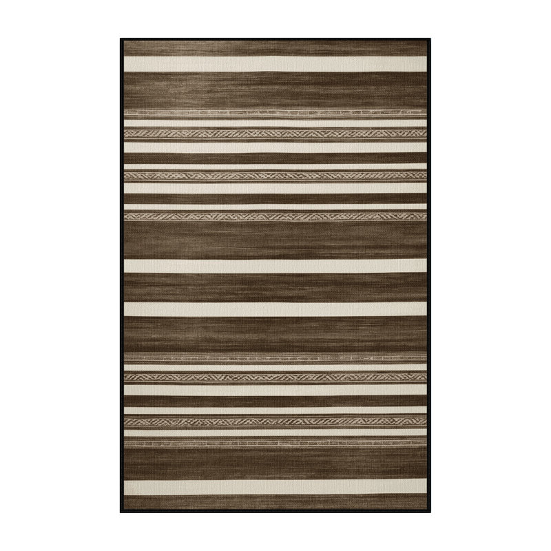  Tapis lavable rayé blanc bronze, Tapis de couloir 2 pi x 4 pi