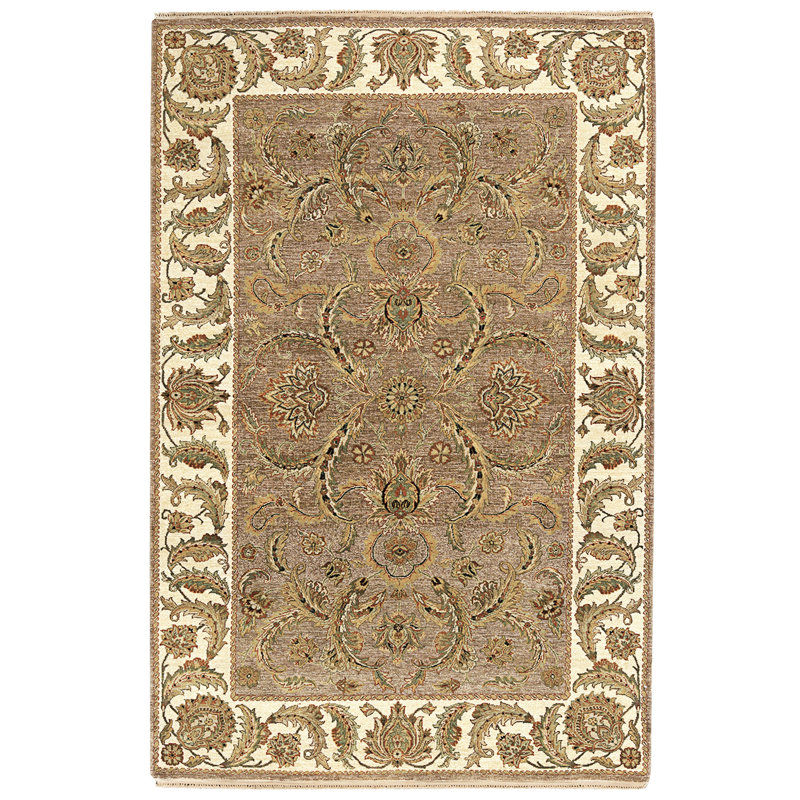 High-Quality Hand-Knotted Brown And Ivory Area Rug