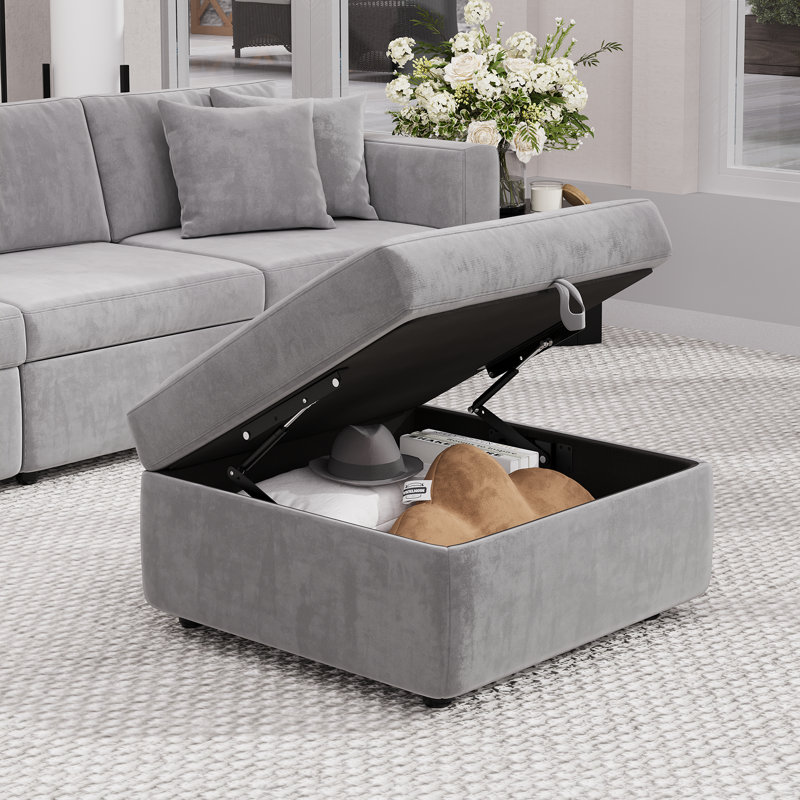 Canapé modulaire en velours PPorfamilia, Gris, 4