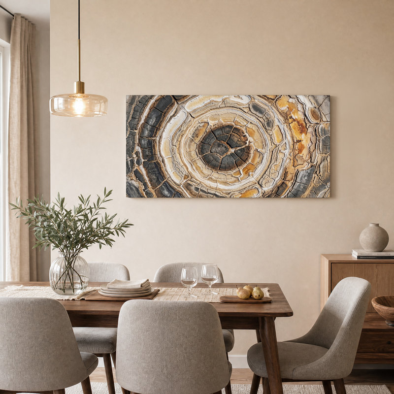 Toile concentrique Cracked Earth en brun et brun clair, L 46 po x H 24 po