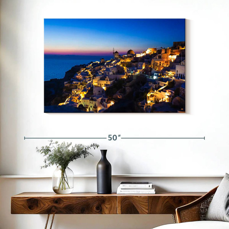 Gillard Santorini au coucher du soleil, H 26 po x l 39 po