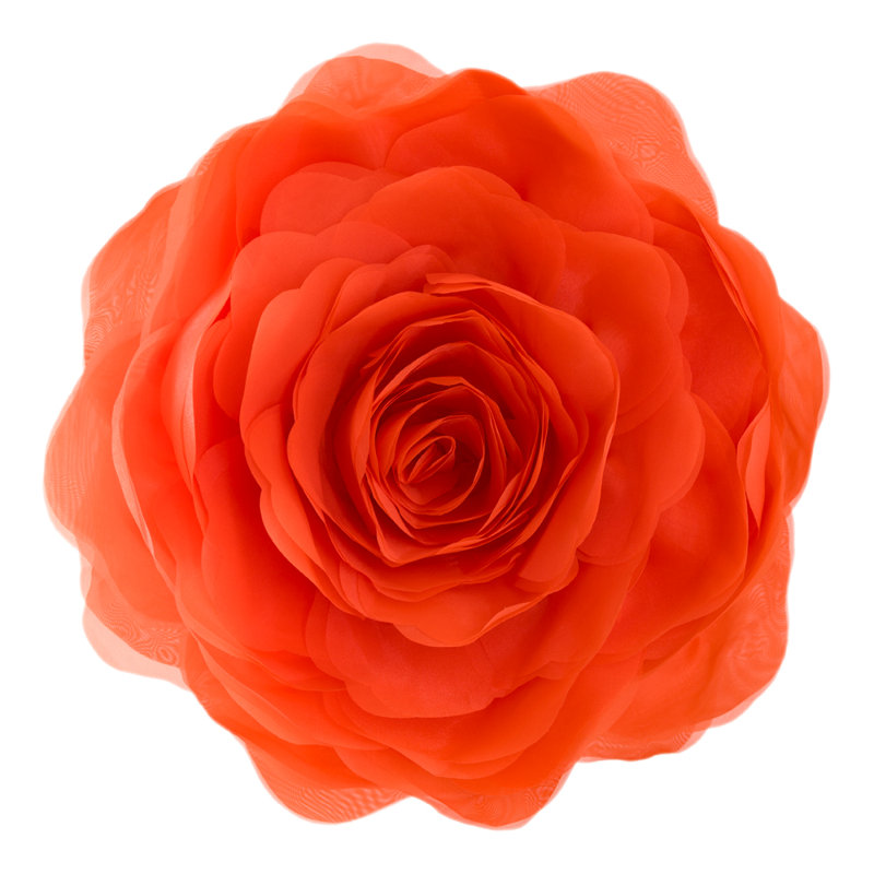 Simulation Rose Flower Throw Pillow Decorative Round Floral Accent Pillow Cover & Insert, 12" x 12", Orange/Red