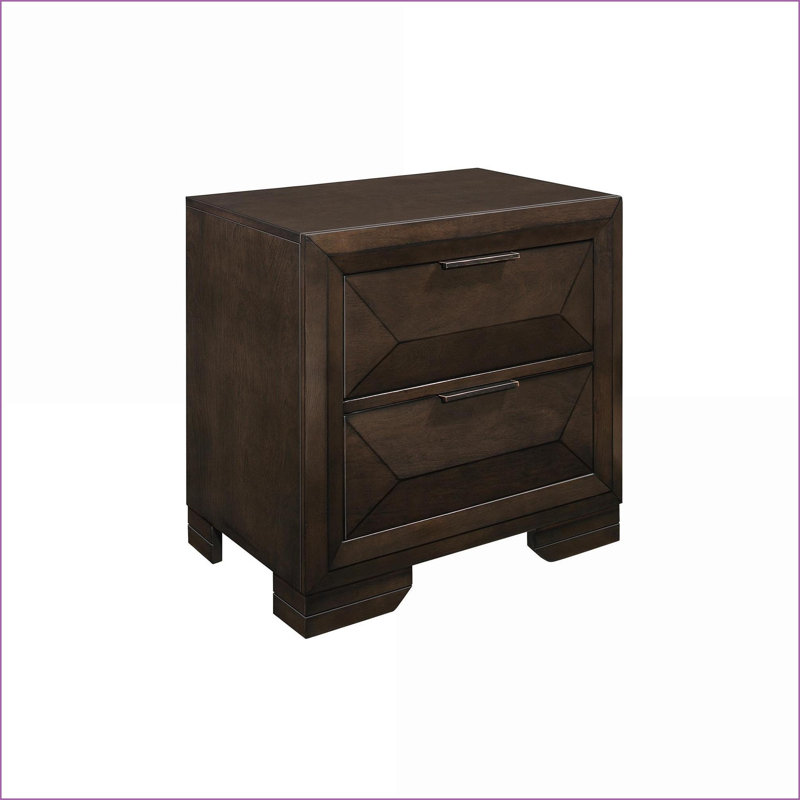 Table de chevet contemporaine à 2 tiroirs avec finition espresso chaude