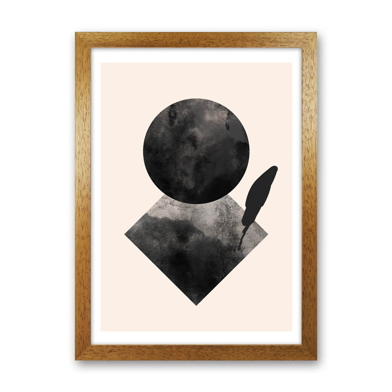 Nude And Black Watercolour 2 by Pixy Paper - Print, 59.4cm H x 42cm W x 3cm D, Oak Framed