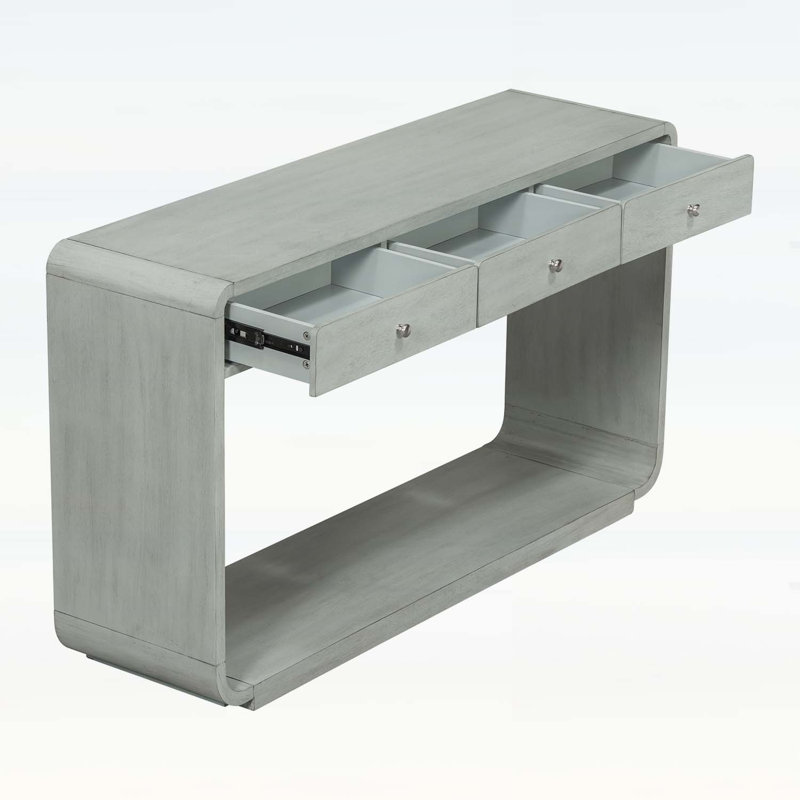 Console de style antique avec 3 tiroirs de rangement et tablette de présentation, Vert sauge