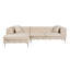 Canapé d'angle beige avec structure en bois de hêtre et en carton, 106,3 po x 28,3 po x 70,9 po | Tissu 100% polyester, assise de 5,9 po de profondeur, 2 coussins amovibles, pieds en métal, nettoyage à sec | Mobilier de salon élégant et confortable-9809021-9809022-9809023