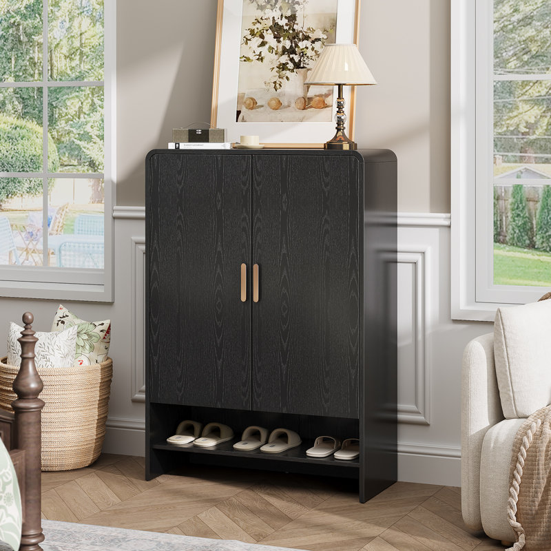 24-Pair Shoe Storage Cabinet, Black