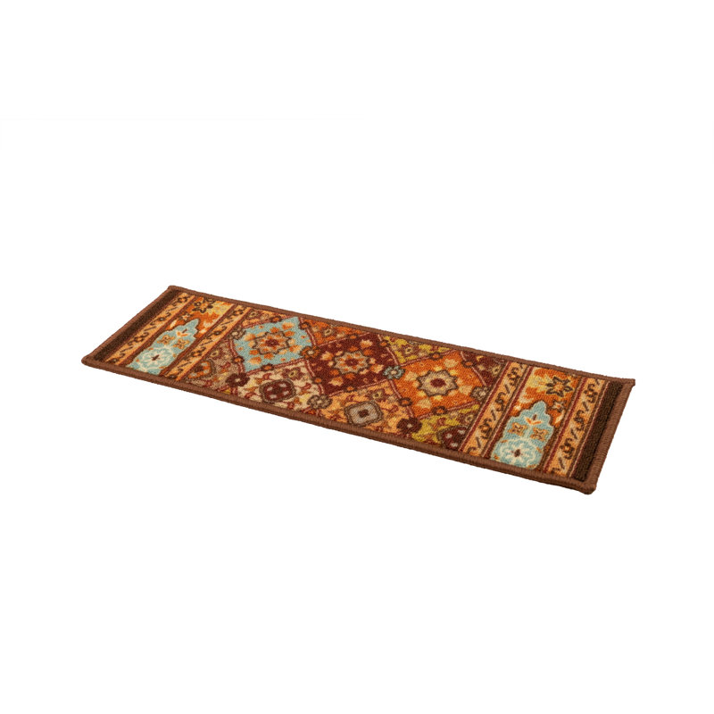 Tapis d'escalier multi-couleurs Bakhtiari, Rectangle 26 po x 6,5 po