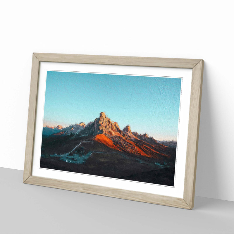 Giau Pass Mountains in Italy - Picture Frame Painting Print, 27cm H x 36cm W x 2cm D, Oak Framed