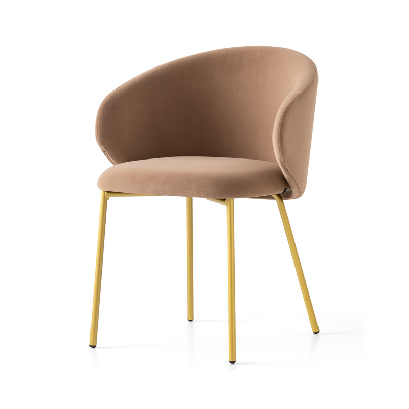 Tuka Upholstered Armchair with Metal Frame, Camel Brown, Matte Black