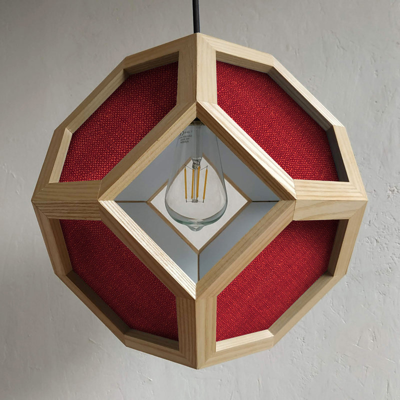 Chew 1 - Light Oil Geometric Pendant, Light Oak/Red