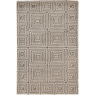 Hand-Knotted High-Quality Ivory and Black Area Rug