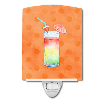 Umbrella Cocktail Polkadot Ceramic Night Light