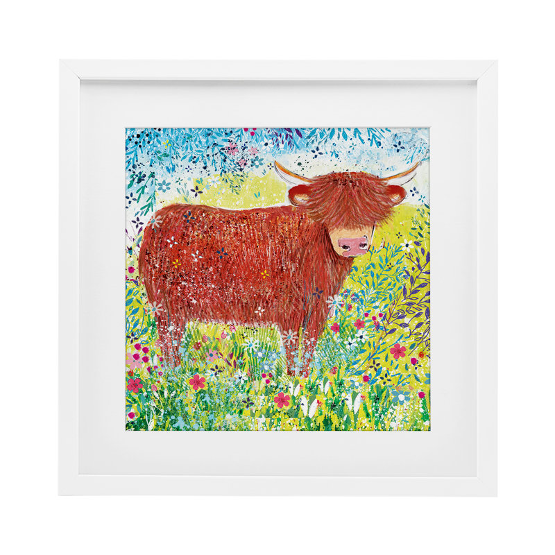 «Highland Cow Whimsical Dapples», reproduction encadrée sous verre, conception de Clare Tupper, H 13 po x l 13 po