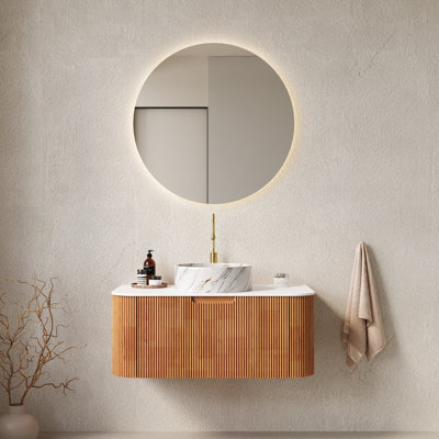Meuble-lavabo de salle de bain avec lavabo, armoire de rangement murale avec tiroir et lavabo en céramique