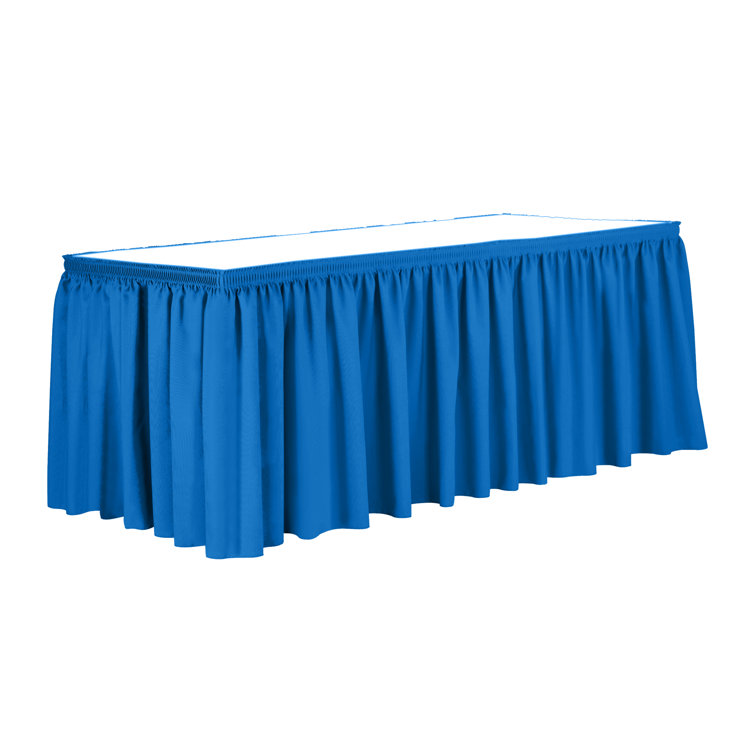Ultimate Textile 7 Ft. Shirred Pleat Polyester Table Skirt - 42" Bar Height, Cobalt Blue