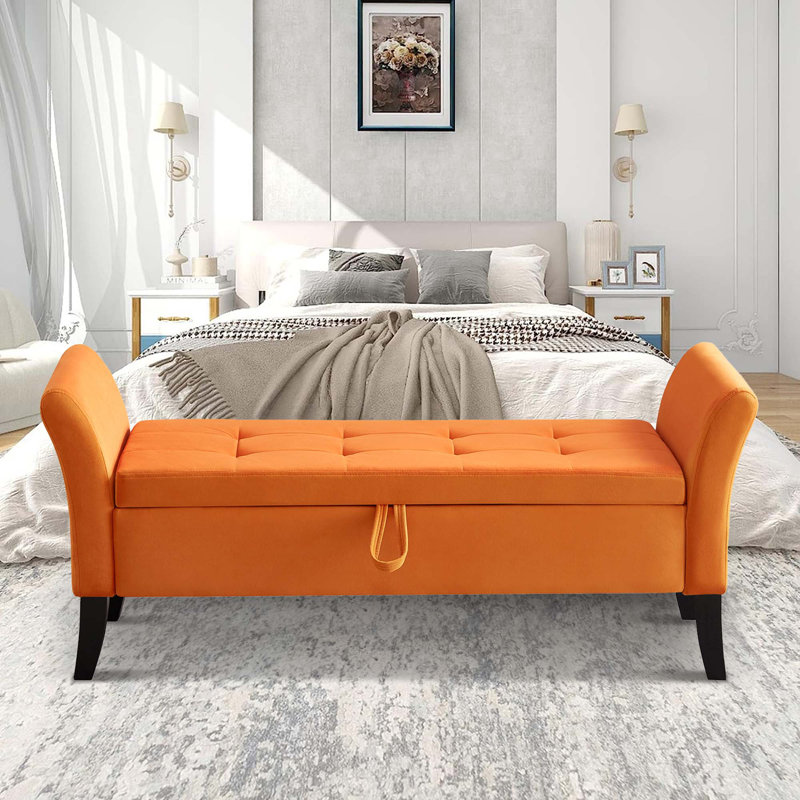 Banc de rangement Schoenbeck, Orange