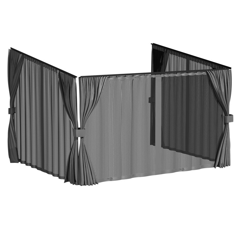 Remplacement universel de rideaux et moustiquaires de pavillon de jardin, H 96 po x l 144 po x P 120 po, Gris