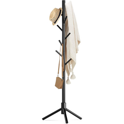Portemanteau en bois avec 8 crochets, pin de Nouvelle-Zélande, 3 portemanteaux réglables, facile à assembler pour manteaux, chapeaux, foulards et sacs à main pour le vestibule, le couloir, la chambre à coucher, le bureau