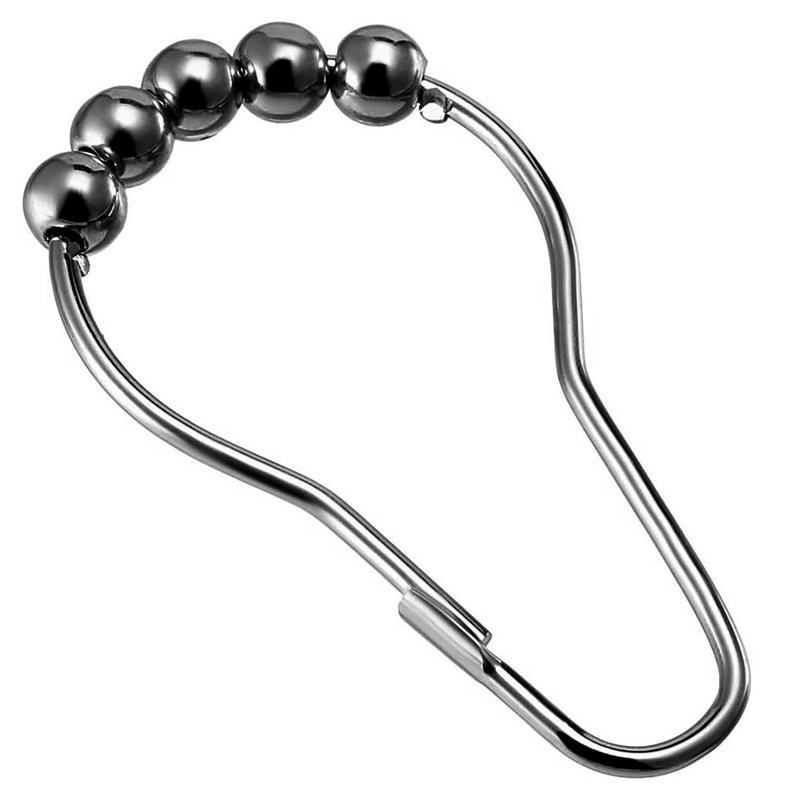 Ensemble de 12 pièces - Anneaux de rideau de douche nickel résistants à la rouille, Noir, noir, noir, noir