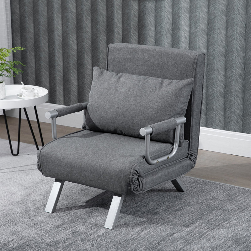 Single Person Folding 5 Position Convertible Sofa Bed Sleeper Chair Chaise Lounge Couch W/Pillow & Steel Frame For Home Office