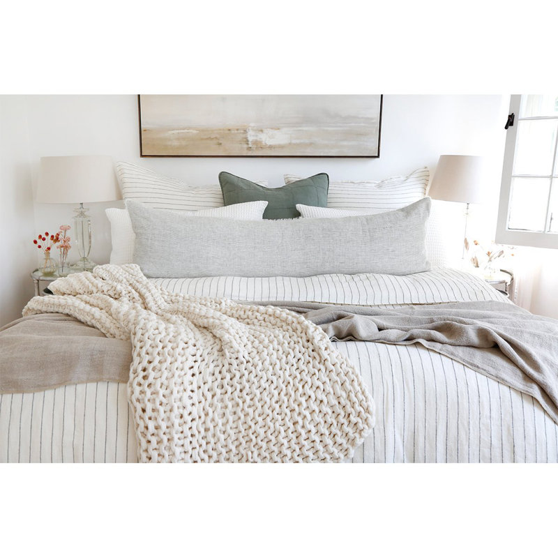 Blake Linen Shams, Standard, Cream/Gray