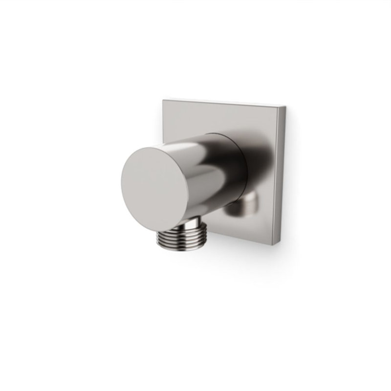 Shower Wall Outlet With Square Escutcheon Satin Brass, Brushed Nickel