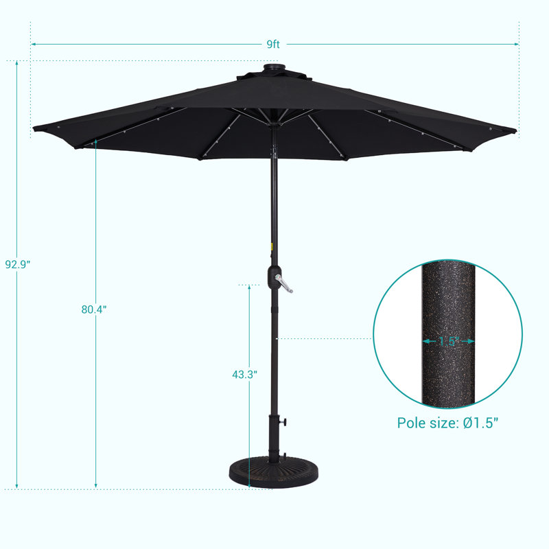 Parasol de marché Daarina, Noir, noir, noir, noir