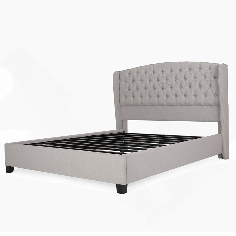 Grand lit tapissier, Gris clair, Grand lit