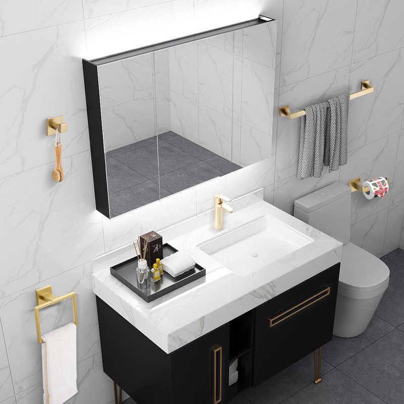 4 - Piece Bathroom Hardware Set, Gold