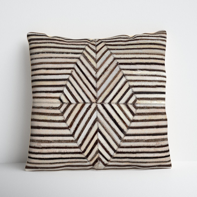 Coleridge Striped Cream/Black Square Throw Cushion, Pillow Cover Only - No Insert, Dark Brown/Cream Stripped