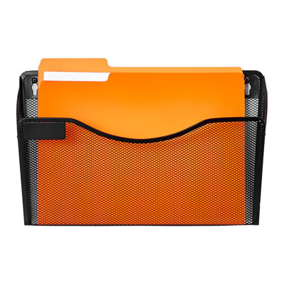 Organisateur de dossiers muraux suspendus, ensemble de 3 pochettes porte-documents en filet, organisateur de dossiers muraux en métal avec étiquette de nom, pour bureau et école