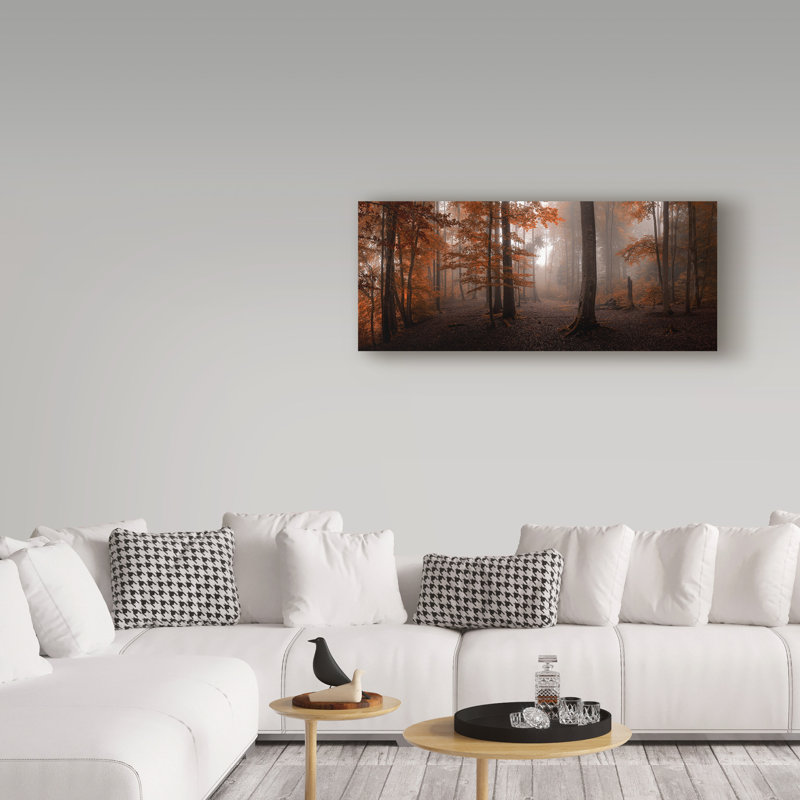 «Autumn Orange Trees» par Calarco, reproduction de photo sur toile tendue, H 14 po x l 32 po x P 2 po