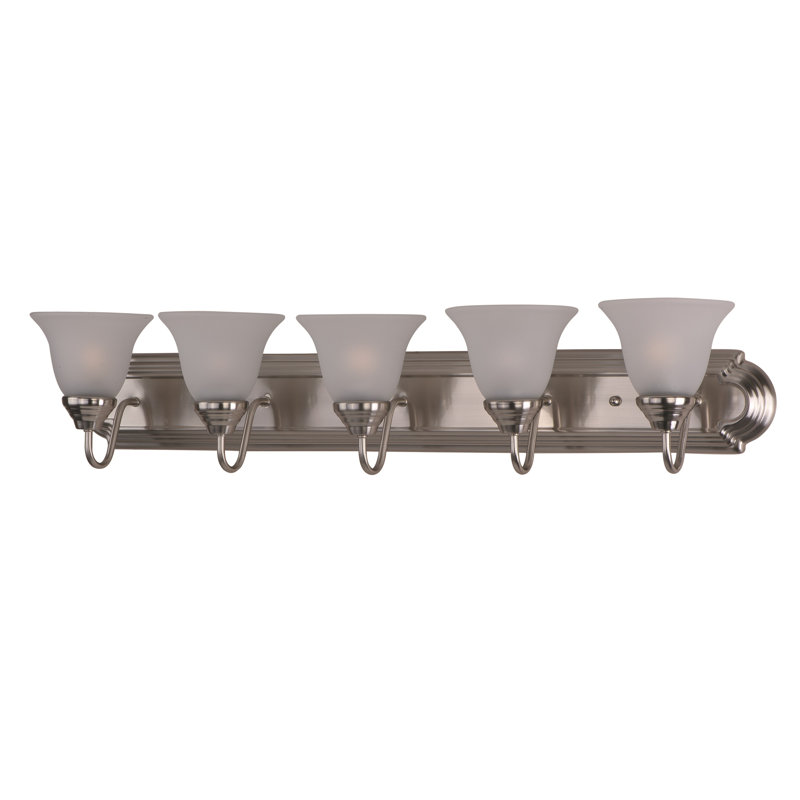 Mandu 5 - Light Dimmable Vanity Light, Frosted Glass/Satin Nickel