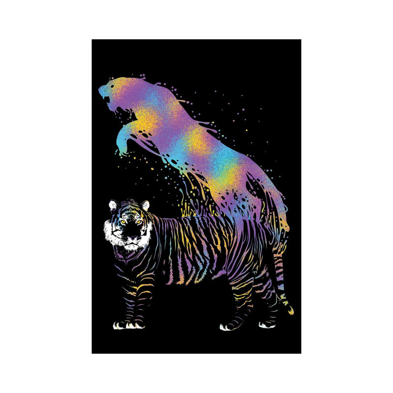 Tiger Ink Colorful by Alberto Perez - Wrapped Canvas Print, 20.32 cm H x 30.48 cm W