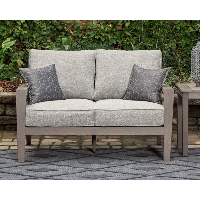 Franchette 55'' Wide Straight Aluminum Loveseat with Cushions