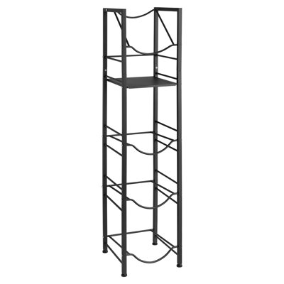 Porte-bidon à eau, porte-bidon à 5 niveaux de 3 et 5 gallons pour 4 bouteilles, support à cruche robuste avec tablette de rangement, pieds réglables et poignée, pour la cuisine, le bureau, le salon, noir