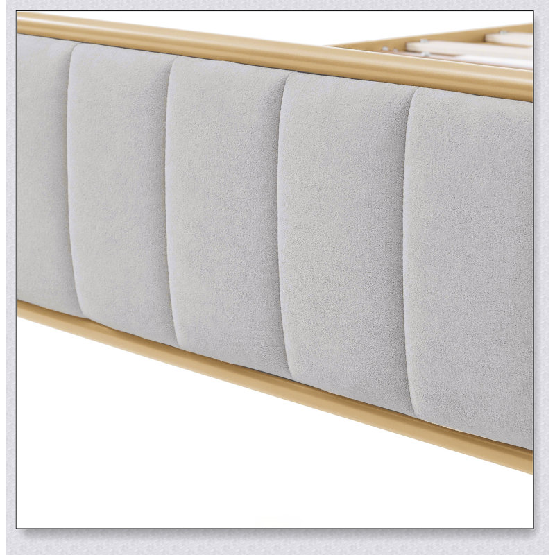 Ashley Upholstered Queen  Bed Frame, Khaki
