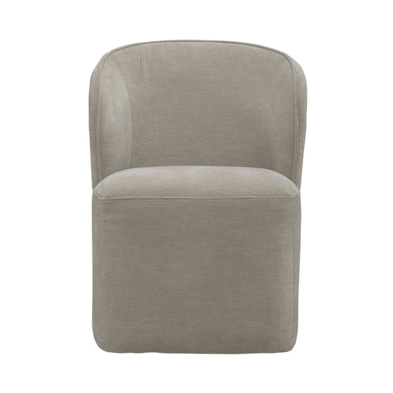 Faouzi Accent Dining Chair W/ Casters, Cream Polyester