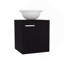 Meuble-lavabo flottant à une porte, avec lavabo vasque et une tablette, rangement pour salle de bain, noir