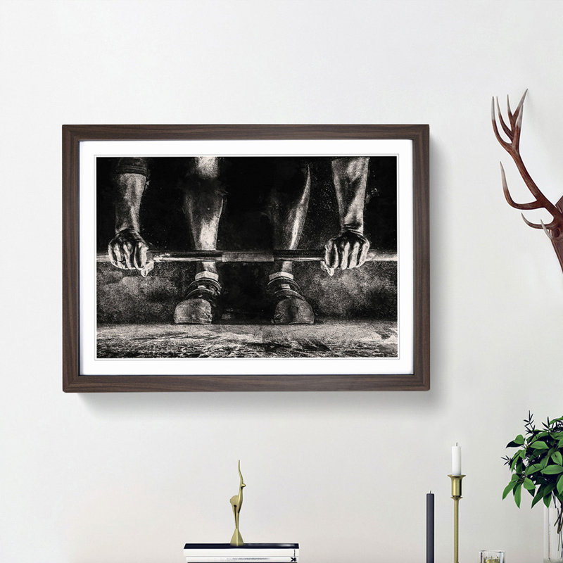 Body Building Weights - Framed Print, 27cm H x 36cm W x 2cm D, Walnut Framed